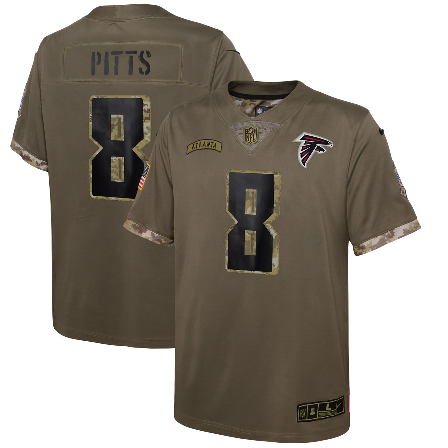 Kyle Pitts Atlanta Falcons Nike Youth 2022 Salute To Service Player Limited Jersey - Olive