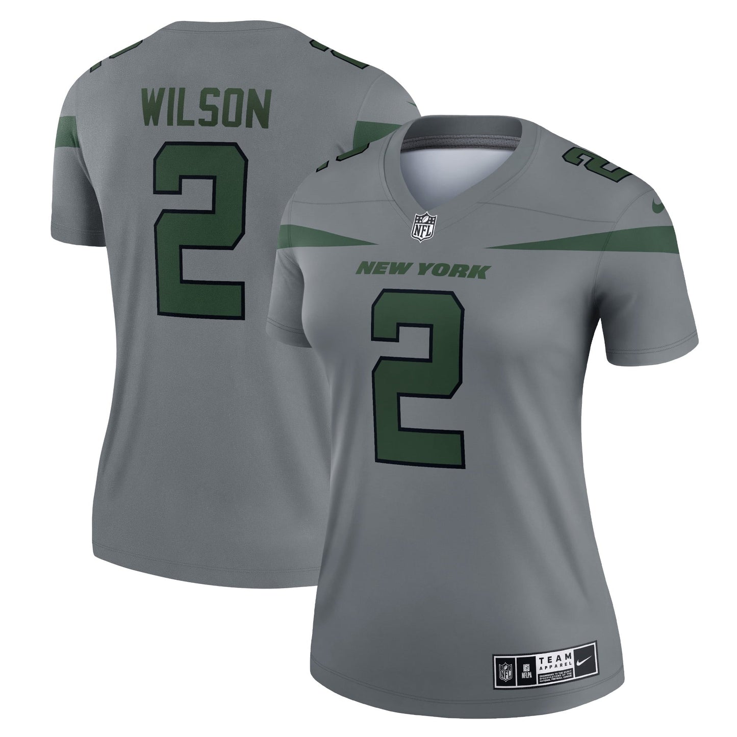 Women's Nike Zach Wilson Gray New York Jets Inverted Legend Jersey