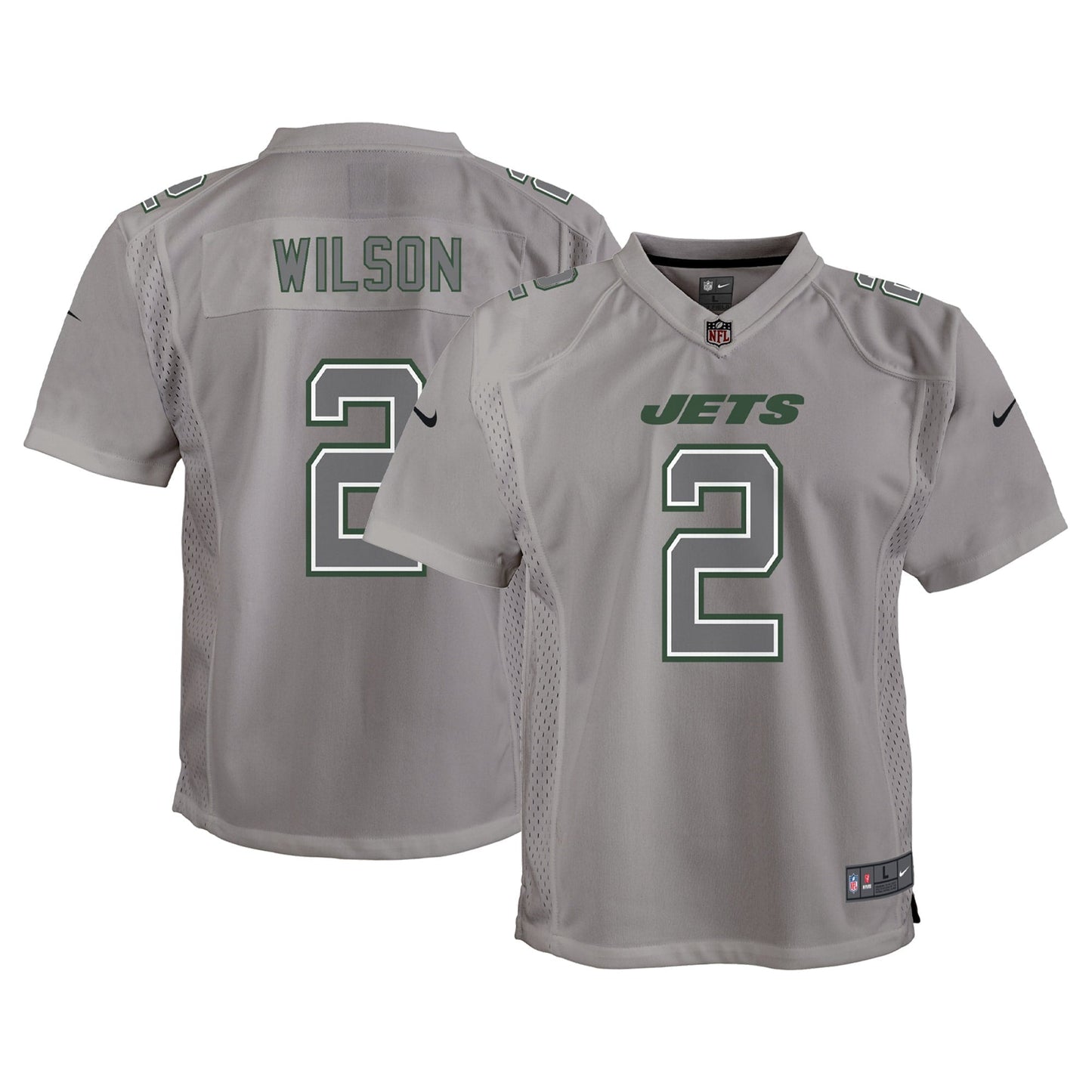 Youth Nike Zach Wilson Gray New York Jets Atmosphere Game Jersey